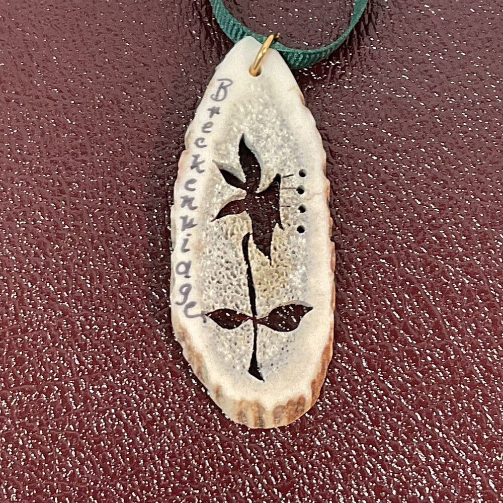 Breckenridge Colorado Carved Deer Antler Christmas Ornament Travel Souvenir Rust